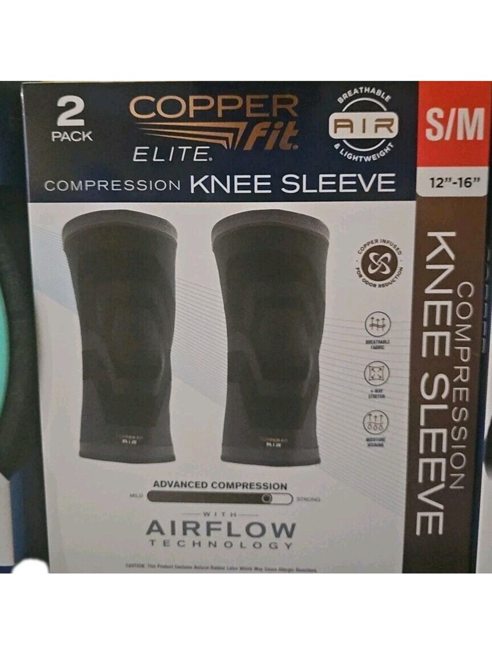 Copper Fit Elite Knee Compression Sleeve - Black, S/M